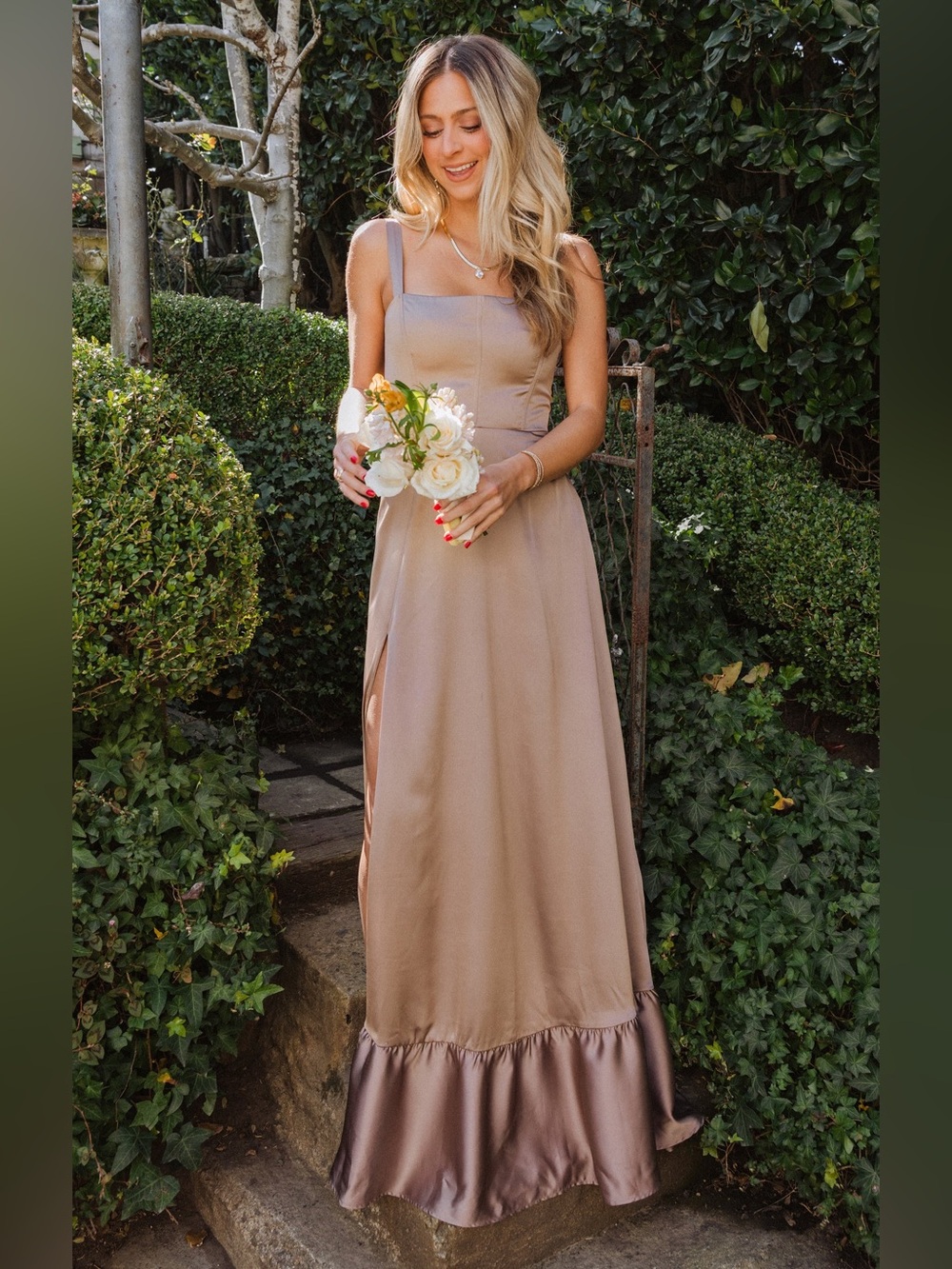 Show me your mumu Clarissa Corset Dress in Dune Luxe satin